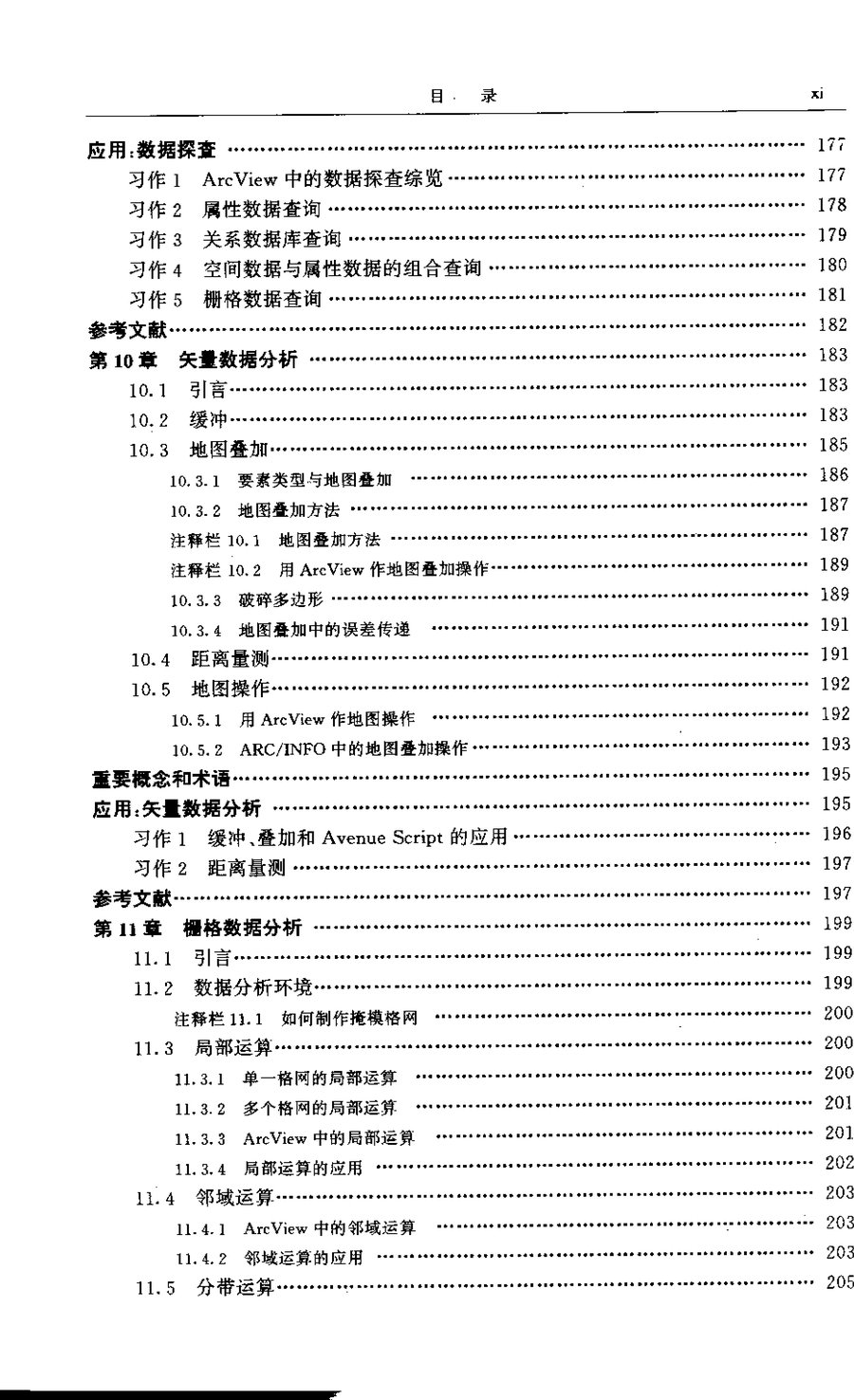 目录页（罗马 xi 页）
